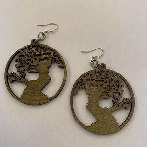 Wooden tree earrings